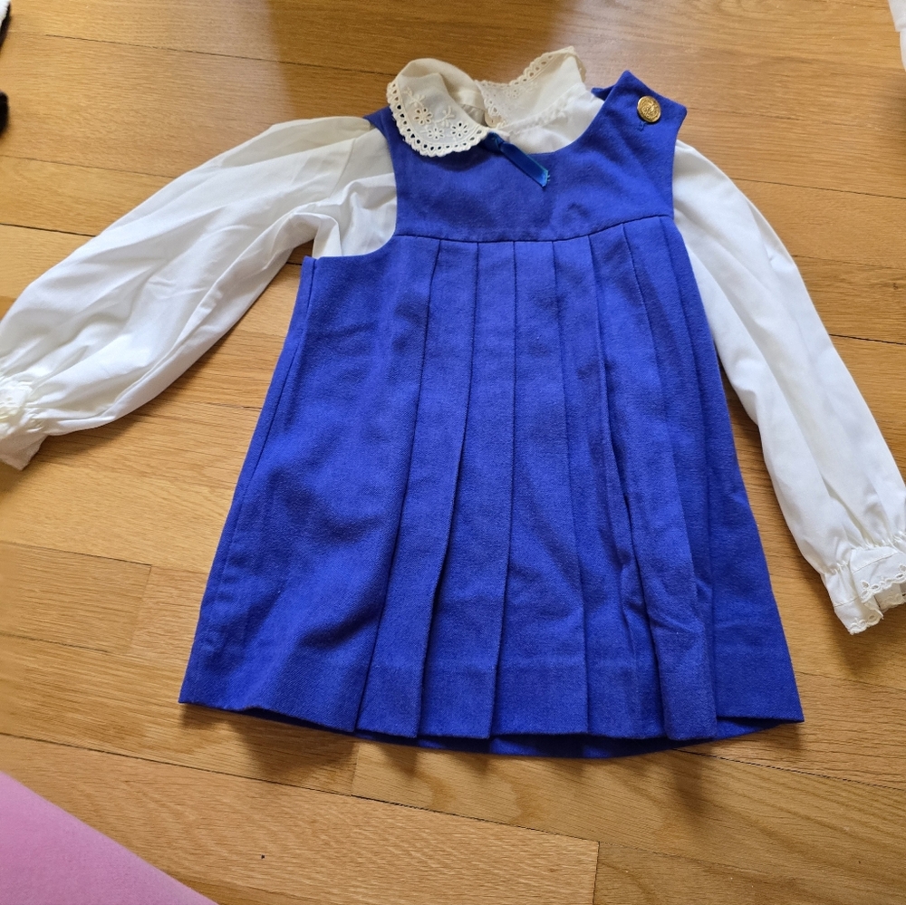 Good Lad Vintage Jumper Dress with White Blouse Sz 3t